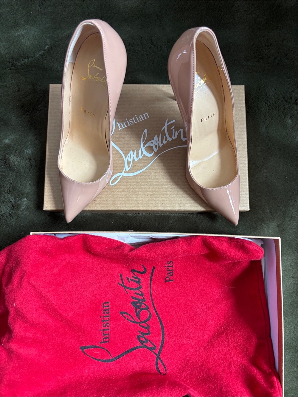Christian Louboutin Blush Patent Leather Pointed-Toe Pumps